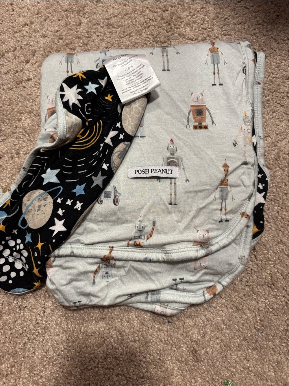 Posh Peanut Charlie Robot & Space Nova Patoo Blanket and Lovey